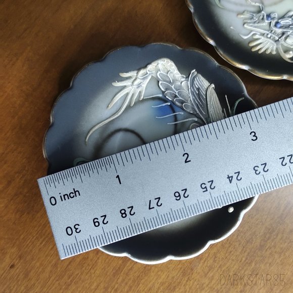 Vintage Made in Japan Moriage Black Dragonware Demitasse Teacups and Saucers - Picture 14 of 14